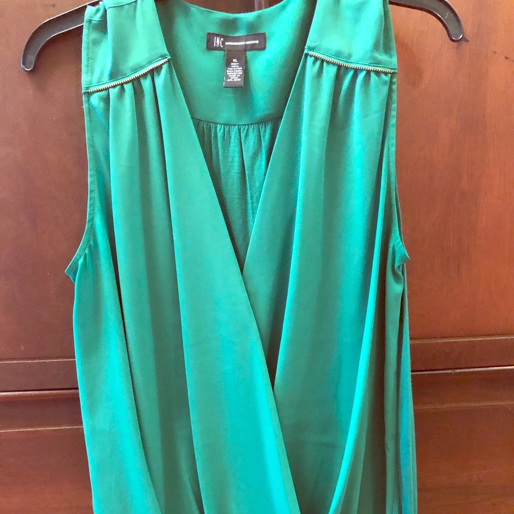 INC green casual no sleeve blouse/tank